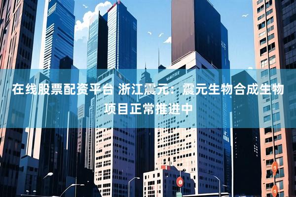 在线股票配资平台 浙江震元：震元生物合成生物项目正常推进中