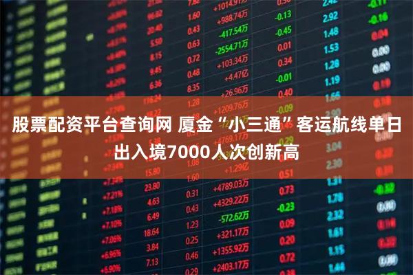 股票配资平台查询网 厦金“小三通”客运航线单日出入境7000人次创新高